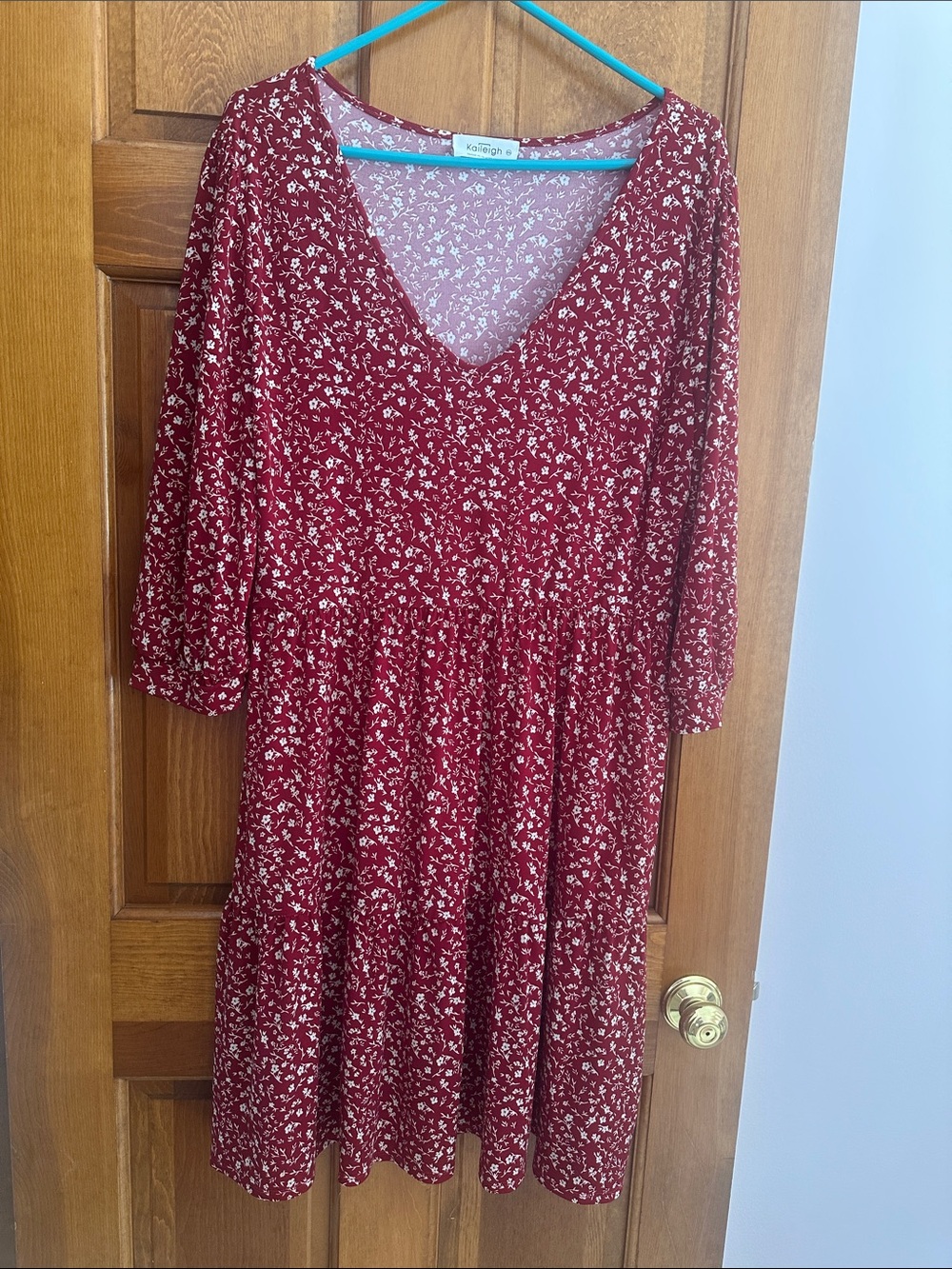Kaileigh Burgundy Floral V-Neck Midi Dress